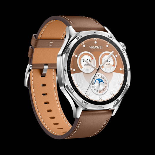 Die Huawei Watch GT 5 46 mm in Silber/Braun (Bild: Huawei)